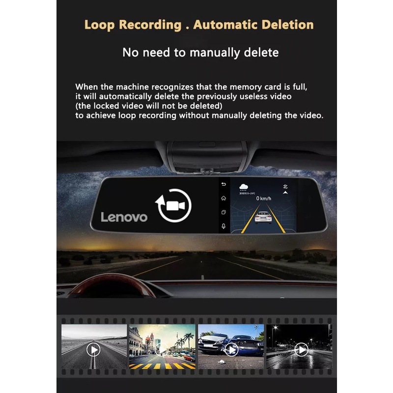 LENOVO dashcam cam for car car with night vision 4.39inch 70mai Dual Lens FHD 1080P Rearview Mirror #7