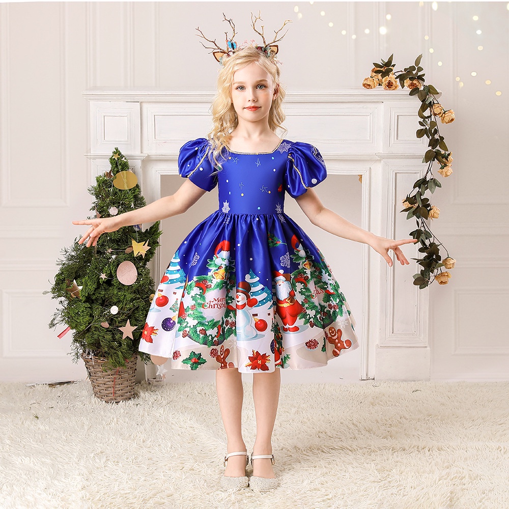 Kids Christmas Dresses for Girls 4 6 8 10 Yrs Children Party Evening Gown Santa Claus Xmas New Year Cosplay Princess Costume
