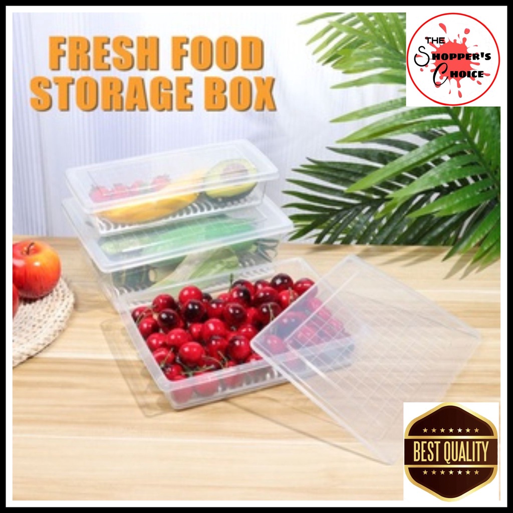 TSC Rectangular Food Storage Box With Drain Plate Fresh Food Storage