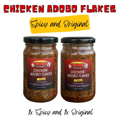 Manoy Roast Chicken Adobo Flakes 2's Original And Spicy Flavor 220g Fda