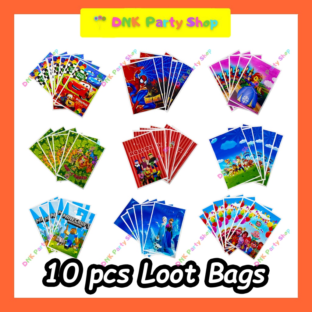 10 pcs Character Boy Girl Pearly Loot bags Giveaways Happy Birthday