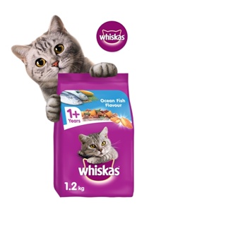 WHISKAS Dry Cat Food – Cat Food Sack in Ocean Fish Flavor, 1.2kg. Pet Food for Adult Cats