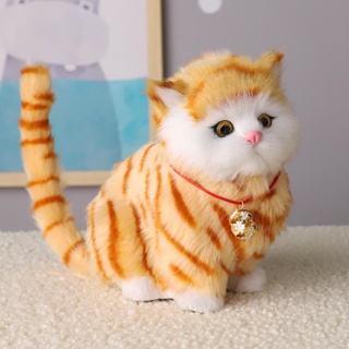 【Good quality】Simulation Cat Doll Will Call Kitty Decoration Educational Cute Fake Cat Children's To