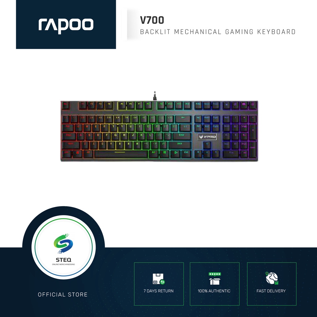 Steq Rapoo V Rgb Alloy Backlit Mechanical Gaming Keyboard Shopee Philippines