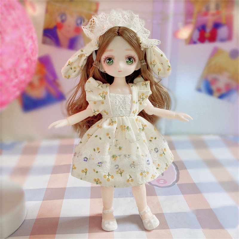 New Girls Doll 23cm Height Anime Doll 1/7 Bjd Cartoon Comic Face Doll With  Clothes Dress Up Toys Fo | Shopee Philippines