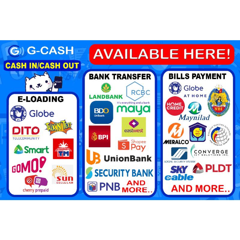 Gcash Landscape with Bank Transfer and Bills Payment | Shopee Philippines