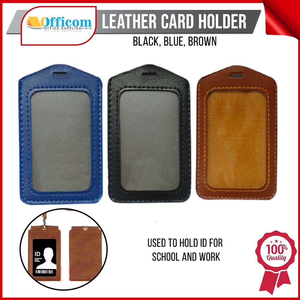Leather ID Card Holder Vertical Business Work ID Case Shopee Philippines