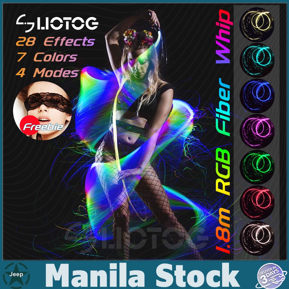 LIOTOG Fiber Optic Whip Pixel Whip Light 1.8M RGB LED Multicolor Flash