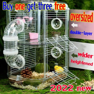 2022new oversized hamster cages 2 layer raised aquarium acrylic for bin diy set syrian running wheel