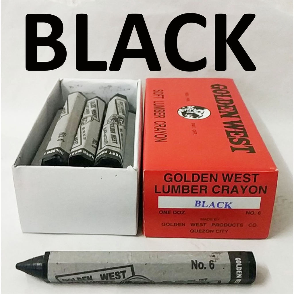 GOLDEN WEST LUMBER CRAYON ( BLACK COLOR ) 1 DOZEN PER BOX Shopee