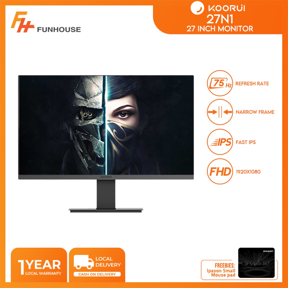 Koorui 27N1 BLACK Monitor 27 inch monitor IPS 75HZ HDMI VGA Interface