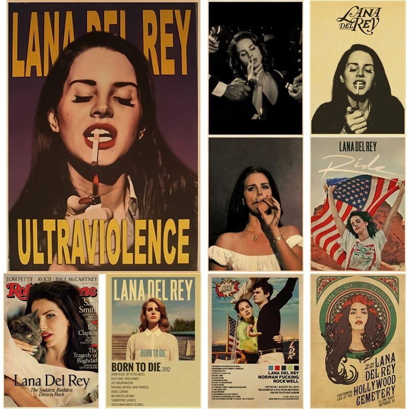 Painting Classic Wall Artwork Singer Lana Del Rey Poster Print Born To Die Kraft Paper Vintage Mural Pictures Bedroom Home Decor