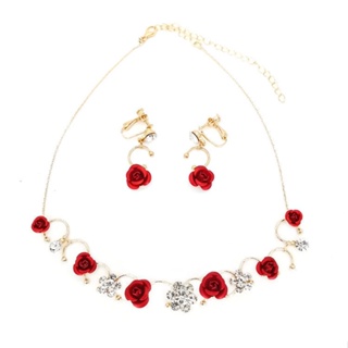 Mga hikaw ng mga bataKasuotang pang-headwear ng mga batang babae crown necklace earrings set red f #5