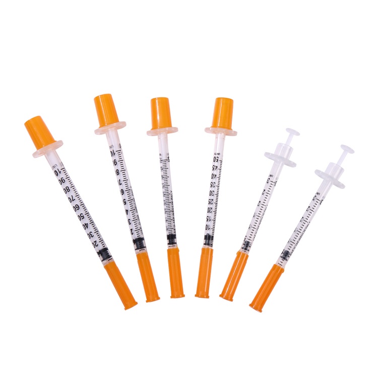 ▼{Negotiable price}1ml Disposable plastic sterile Insulin syringe Orange Cap Plastic Liquid Dispense