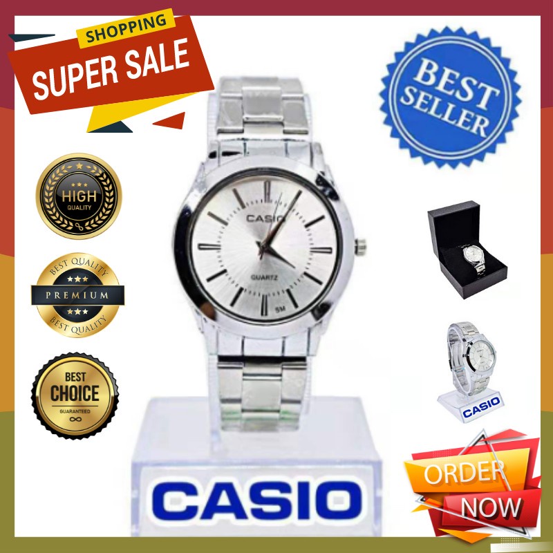 SESE Authentic Analog Watch Single Silver Casio unisex stainless steel Couple Watches