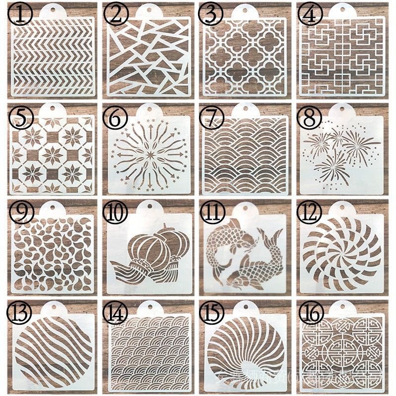 Wholesale Price Painting Template Spray Flower Pattern Hollow Baking Bread Pastry Powdered Sugar Sieve Mold Graffiti Masking WL4N