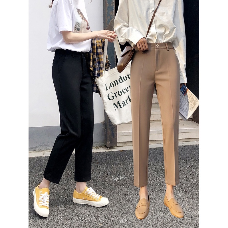 Huilishi 7color Korean High Waist Plain Straight Fashion Slim Ladies Casual Pants Shopee 4665