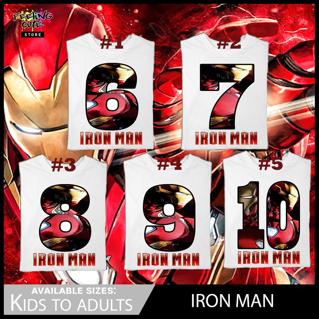 Ironman Number Shirt 6 7 8 9 10 Shirt Birthday Theme Shirt For kids to