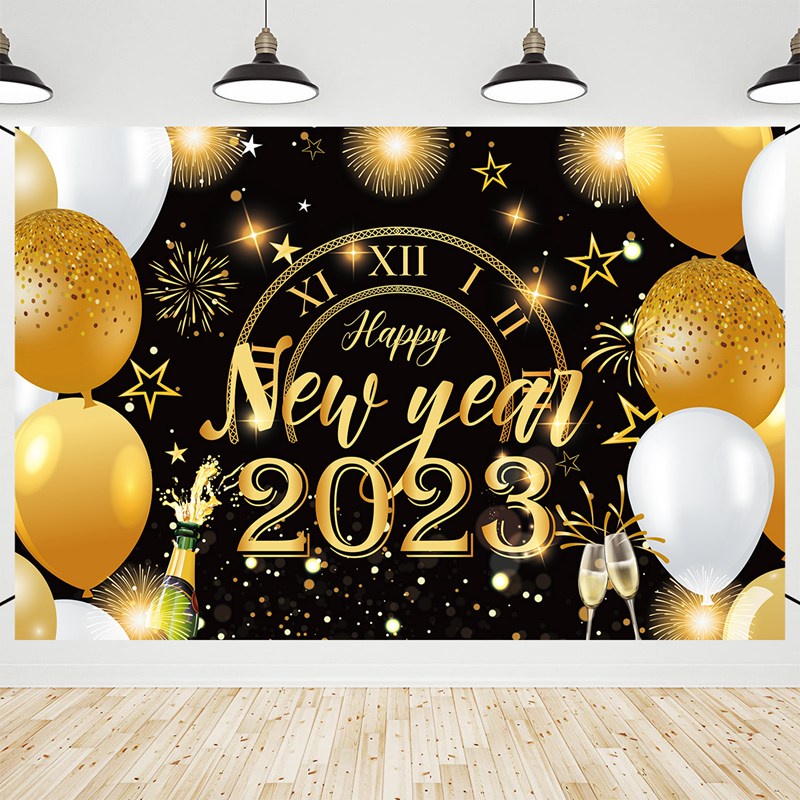 150x100CM Happy New Year Banner 2023 Backdrop Glitter Clock Firework Party  Decor Photography Background Christmas Decor New Year Decorations | Shopee  Philippines