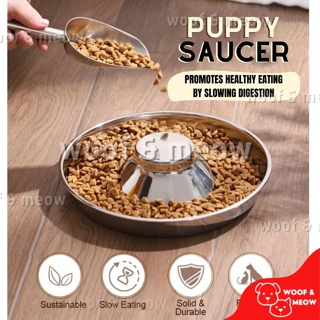 Puppy Saucer Heavy Duty Slow Feeder Dog Bowl Pet Stainless Steel Bowl Food Water Sharing Bowl