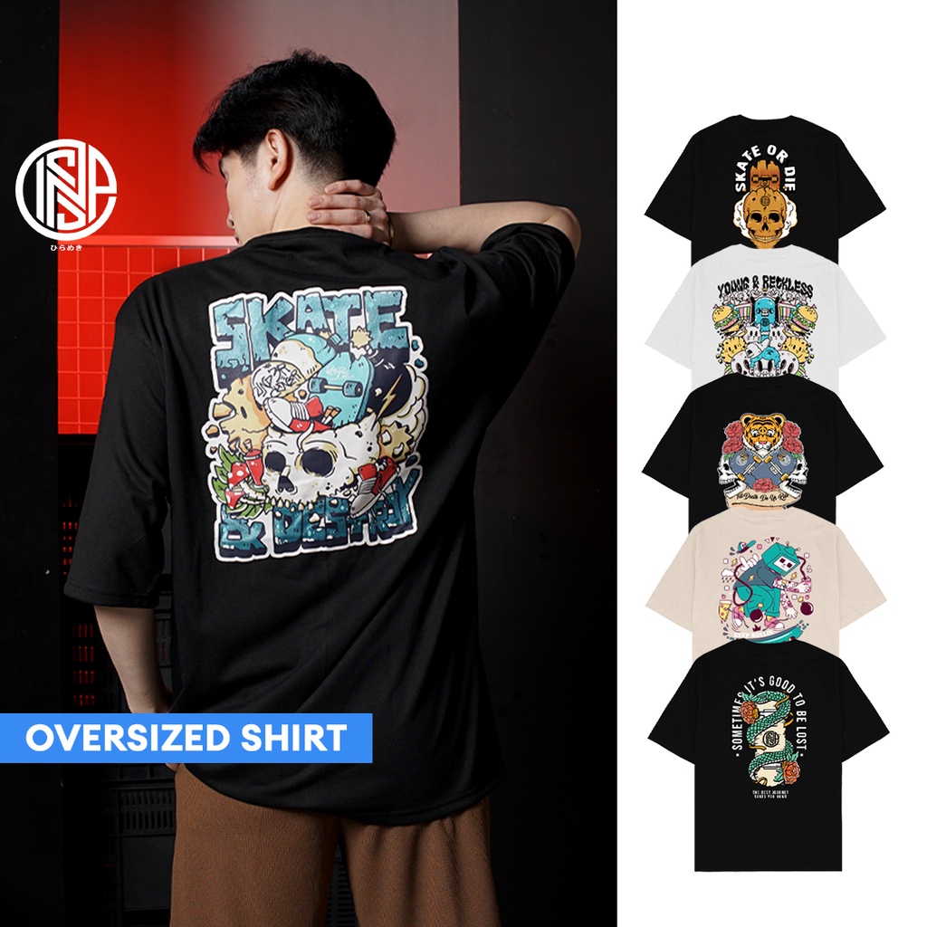 INSPI Skater Oversized Tshirt for Men Trendy Tops for Women Couple Shirt Plus Size Top Graphic