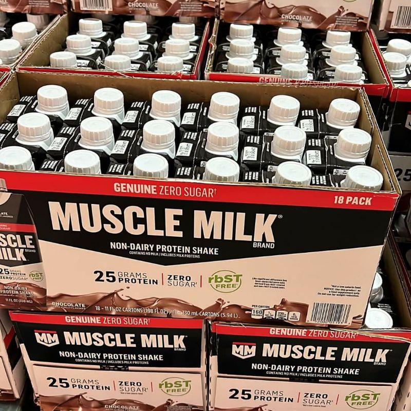 S&R Muscle Milk Protein Shake Zero Sugar Chocolate Flavor 18 pack 11oz