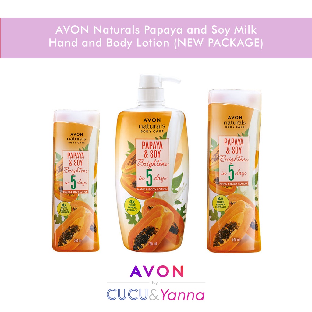 Avon Naturals Papaya And Soy Milk Hand And Body Lotion New Packaging