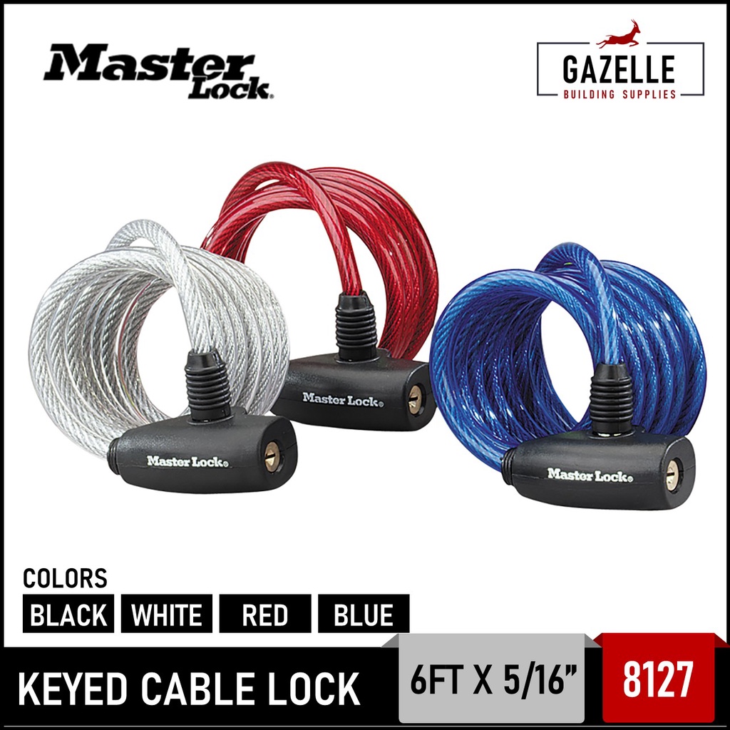 Master Lock Bicycle / Motorcycle Cable Lock Bike Lock Key Operated 1.8m