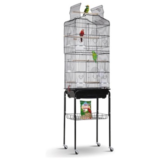 64-Inch Open Standing Bird Cage with Rolling Stand for Parrots Lovebirds Parakeets Cockatiel Medium