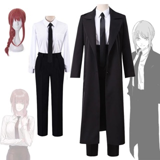 New Chainsaw Man Makima Cosplay Costume Halloween Party Suit Black Trench Pants Uniform