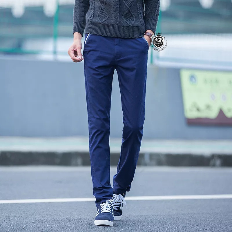 Fashion Mens Classic Pants Plain Slim Fit Men's Suit Pants Office Work