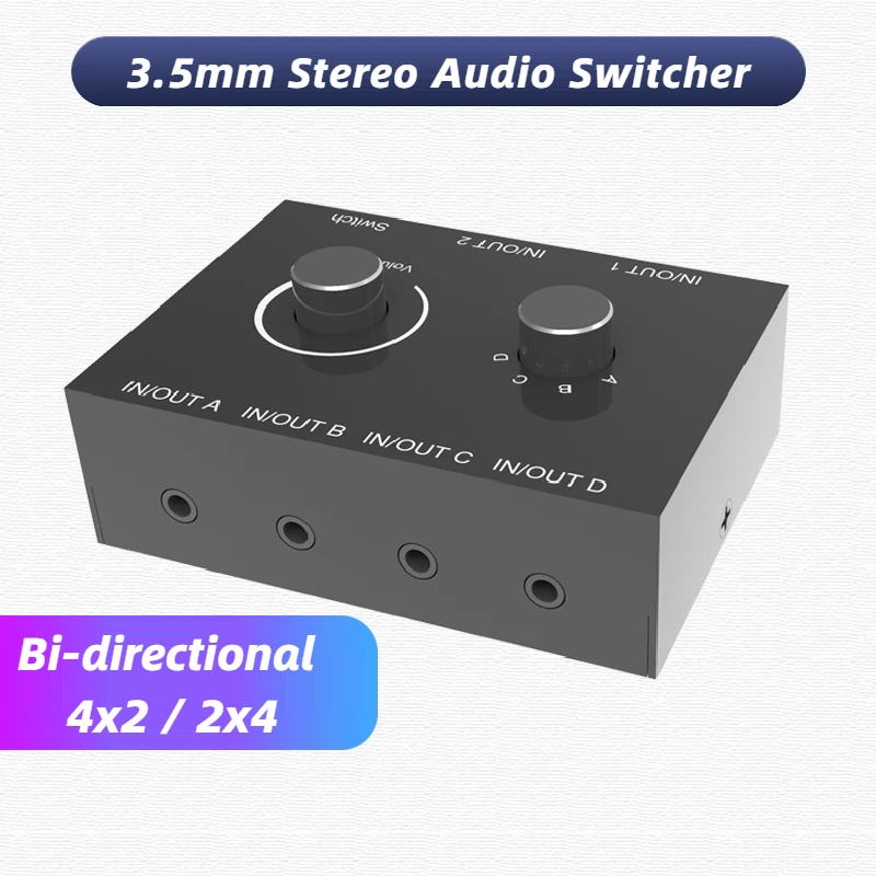 Dual Way Mm Stereo Audio Switcher Splitter Bi Directional Stereo Audio Switch Splitter Box