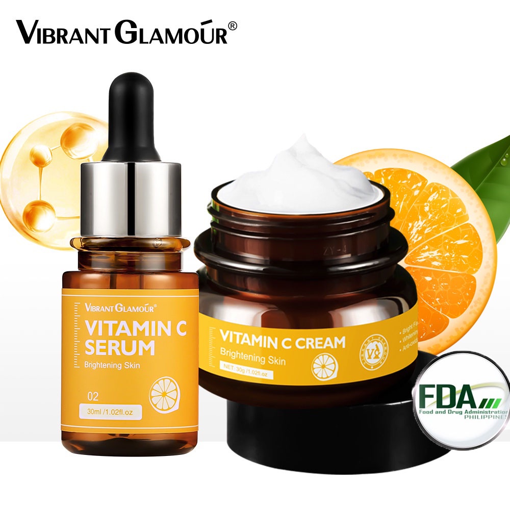VIBRANT GLAMOUR FDA Vitamin C Whitening Face Cream + Face Serum Sets