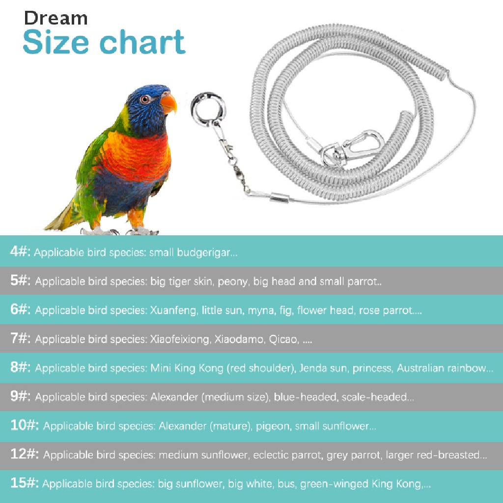 <Dream> Pet Bird Leash Kit Anti-bite Flying Training Rope Portable Training Rope Ultra-light Parrot Harness For Lovebird/Cockatiel/Macaw Pet Supplies On Sale #7