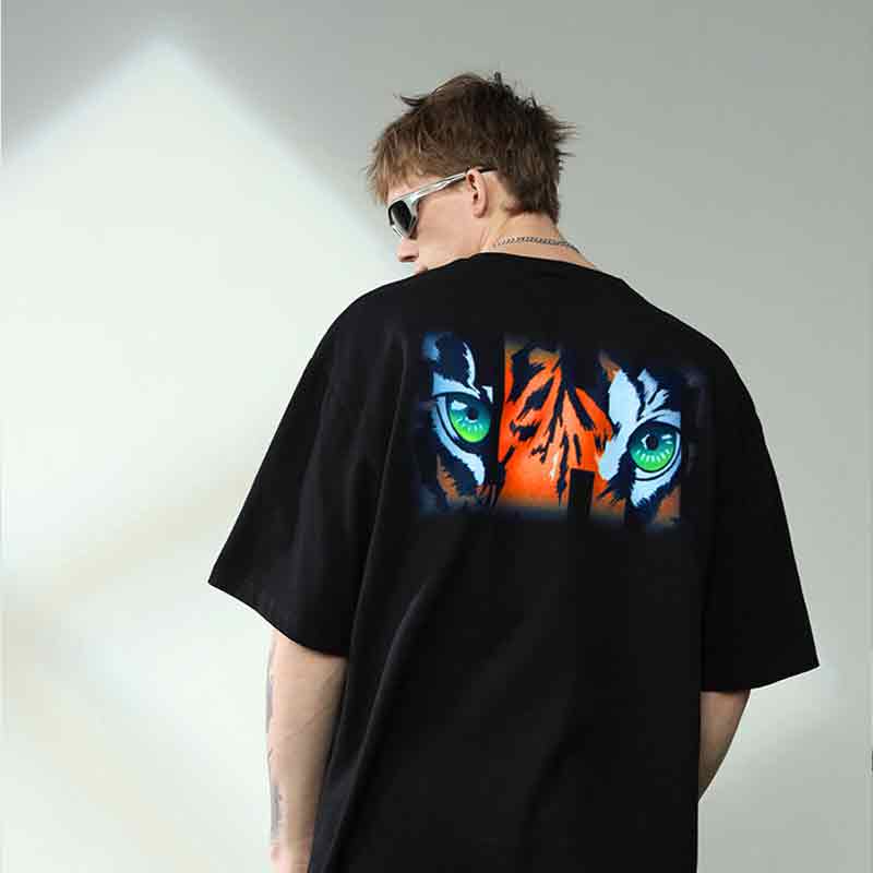 tshirt unisex summer tiger eyes american print Trendy Brand black plus size top cotton crewneck tees