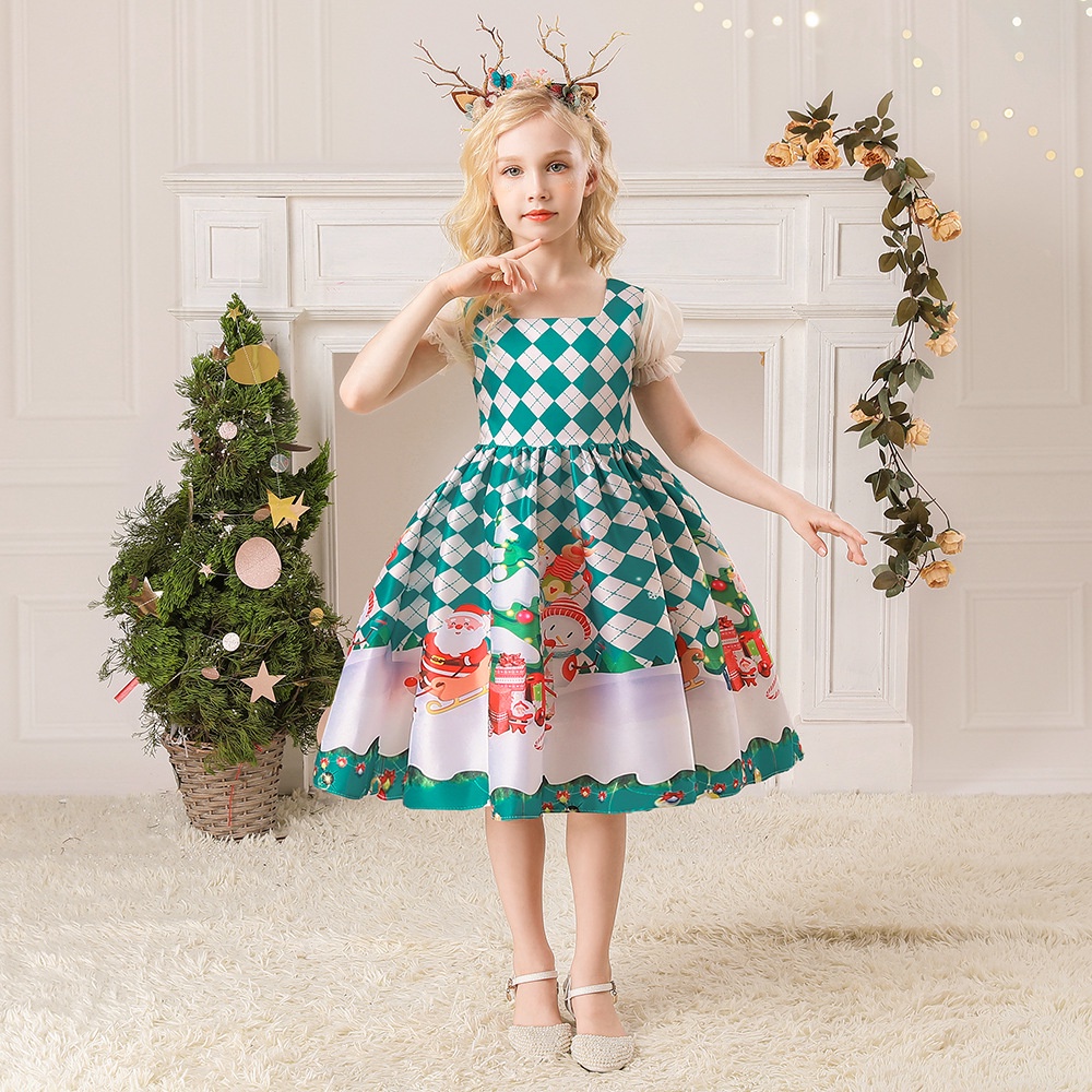 Kids Christmas Dresses for Girls 4 6 8 10 Yrs Children Party Evening Gown Santa Claus Xmas New Year Cosplay Princess Costume