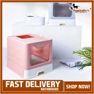Foldable Large Size Semi -  Closure Cat Litter Box With Drawer