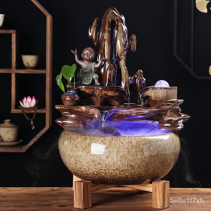 Lucky Flowing Water Ornaments Circulating Water Fish Tank Home Living ...