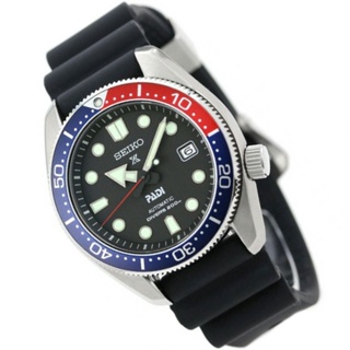 Seiko PADI Automatic Divers Date Display Water Resist 200m Black Red Frame Black Rubber Strap Watch #6