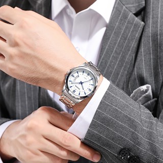 (Limited time rush purchase) Buy 1 free 3 boxes+meter regulator+battery (2)Online celebrity waterproof quartz watch blue window calendar steel band watch men's fashion Jok #4