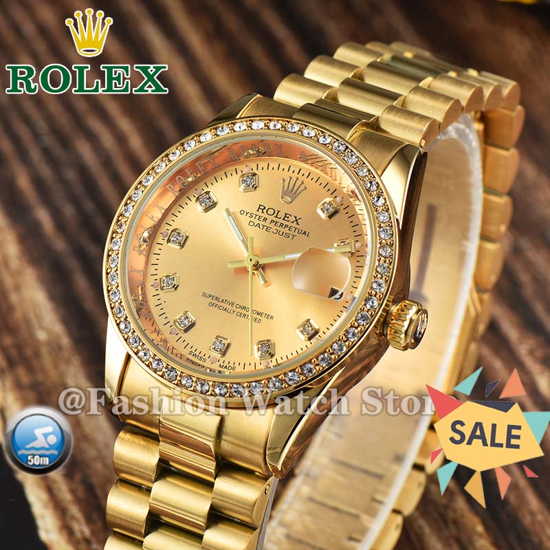 ROLEXs Watch for Women with Diamonds 36mm Automatic Gold Authentic 50m Waterproof Unisex 16233 OEM C