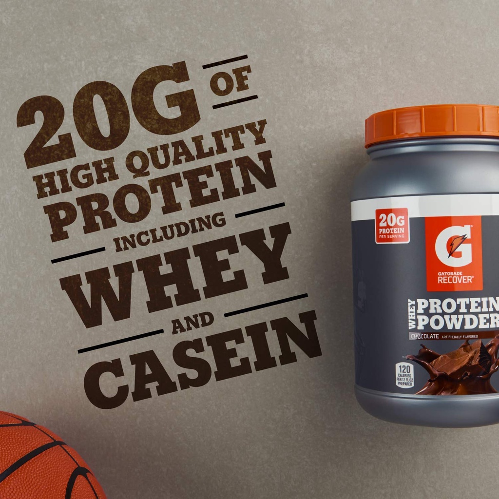 Gatorade Recover Whey Protein Powder Chocolate High Protein 1lb 6oz 636 grams