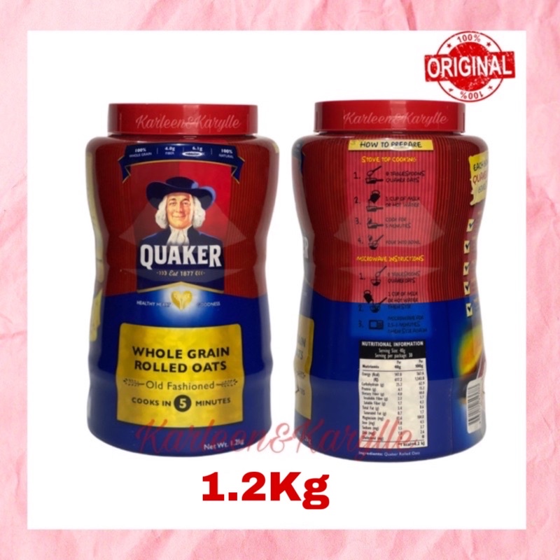 Quaker Whole Grain Rolled Oats Jar 1.2kg Shopee Philippines