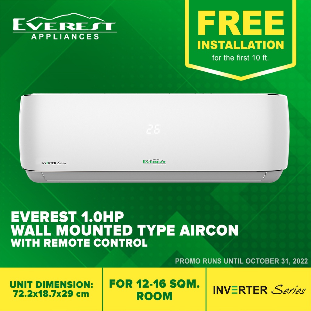 Everest Inverter Split Type Aircon with Remote Control 1.0 HP