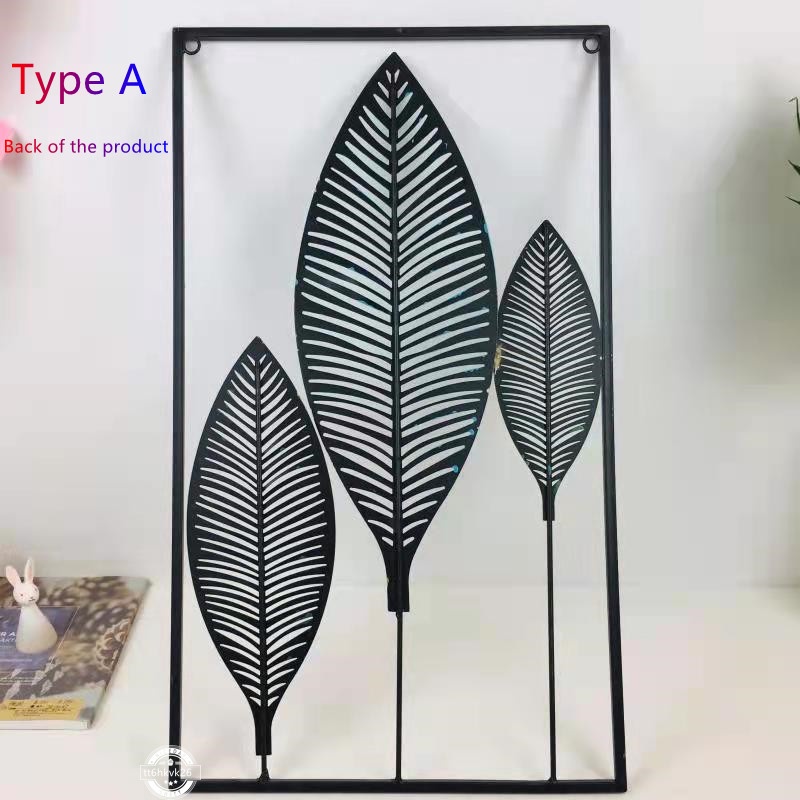 Metal Wall Decor with Square Frame, Leaf Art Gold Framed Leaves Artwork Nordic style
