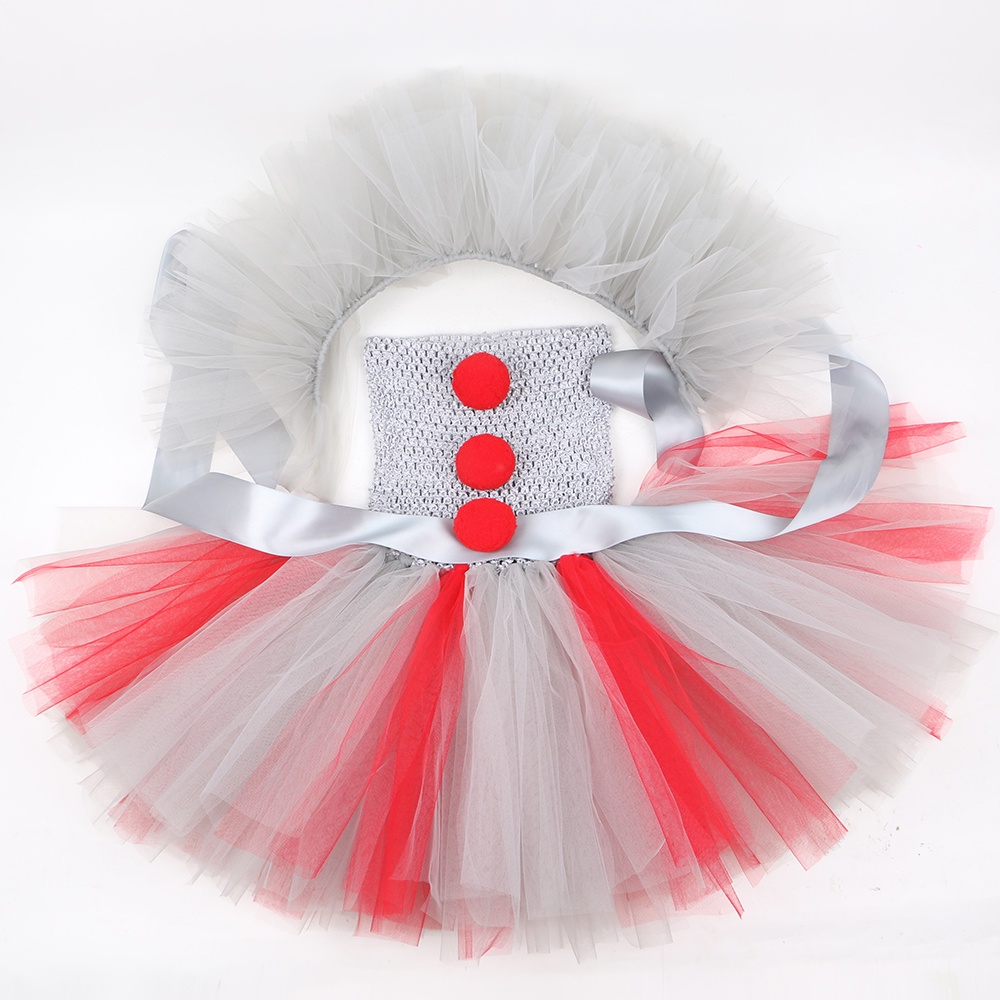 Joker Pennywise Tutu Dress Girls Scary Clown Cosplay Halloween Costume For Kids Carnival Party Fancy