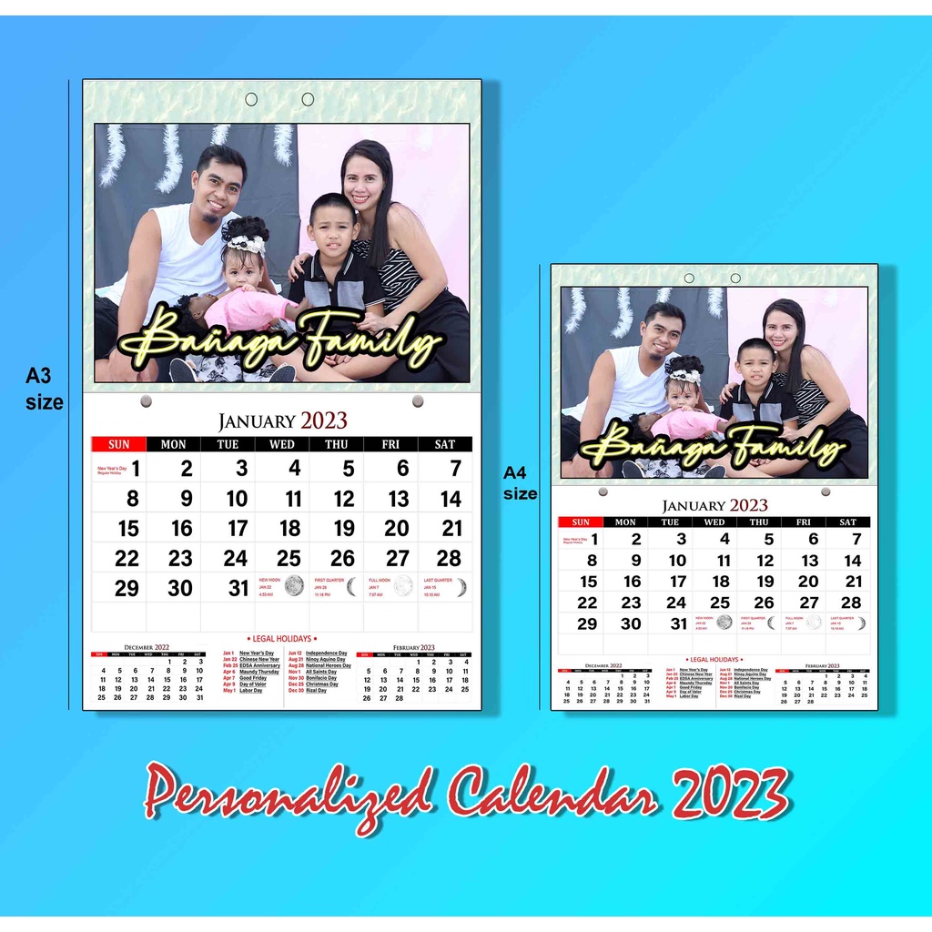 PERSONALIZED CALENDAR 2023 A3 AND A4 Shopee Philippines