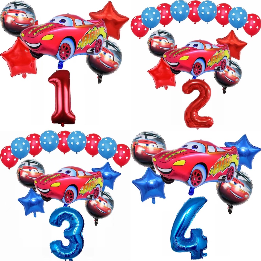 16pcs Set Racing Car Lightning Mcqueen Balloons Theme 32 Inch Digital