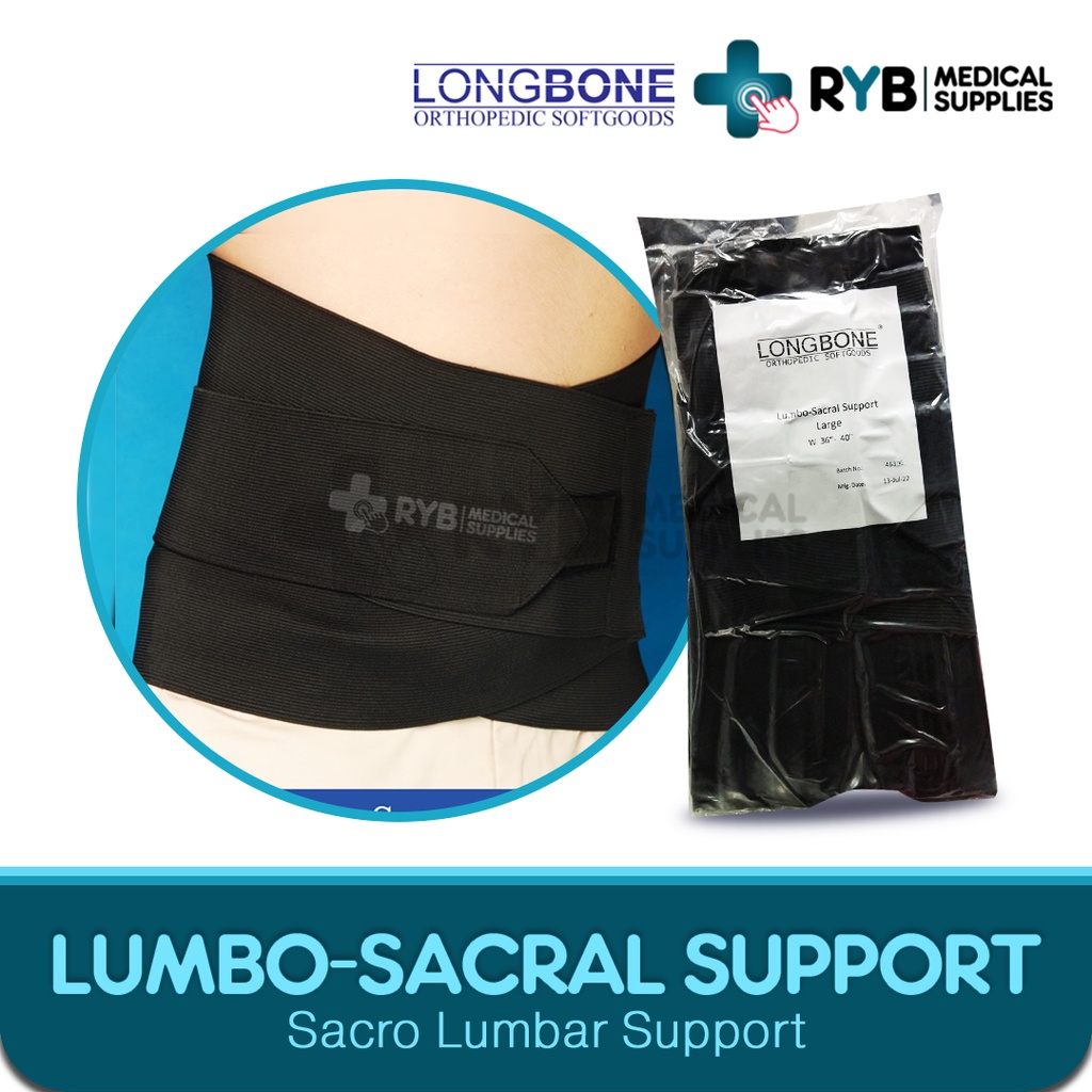 Sacro Lumbar Support / Lumbo-Sacral Support - Black - Long-bone