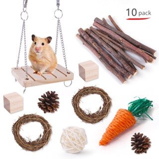 ◊Wooden Hamster Toy Grass Ball Set Bite-resistant Molar Cleaning Tooth Toys Interactive Games Prop #8